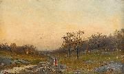 Mauritz Lindstrom Autumn Landscape with a Woman on a Road oil on canvas